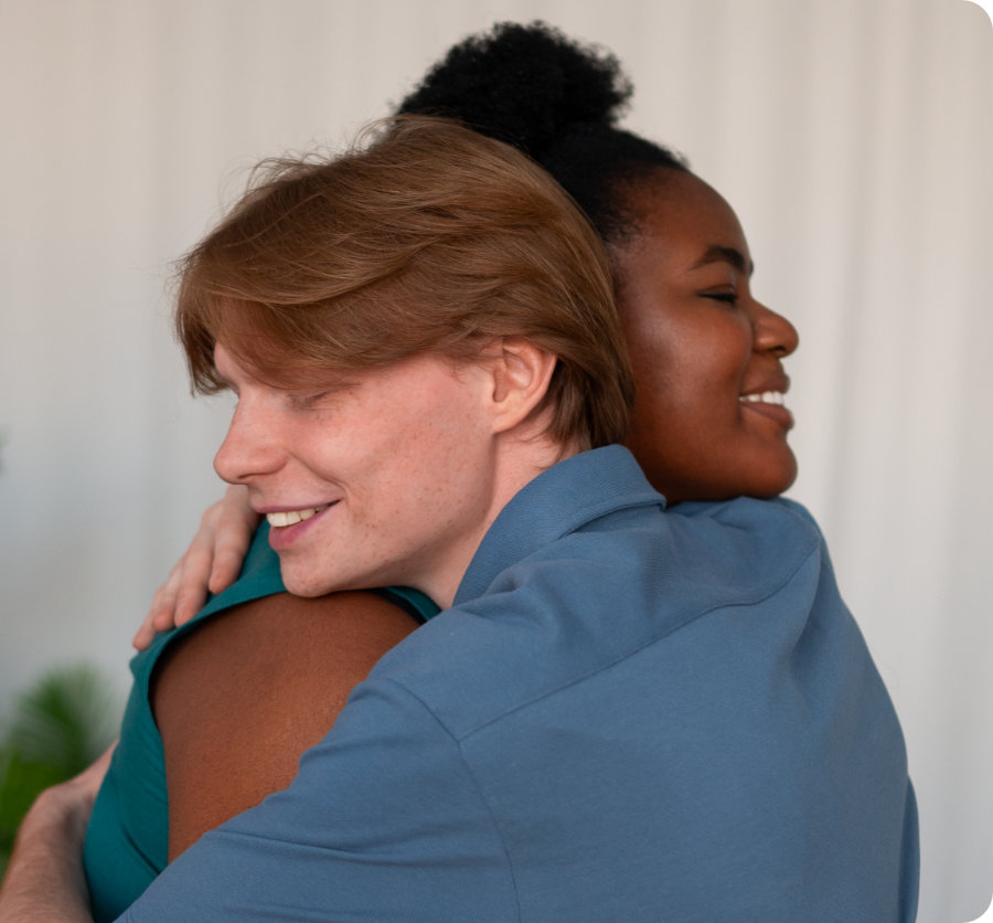 two people embracing